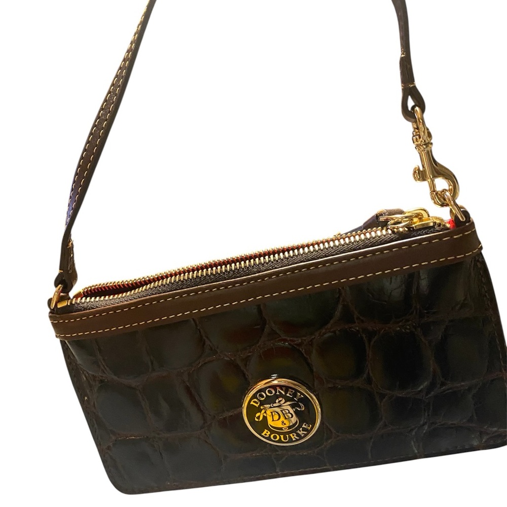 Dooney & Bourke Black and Brown Croc-Embossed Clutch - Picture 4 of 6